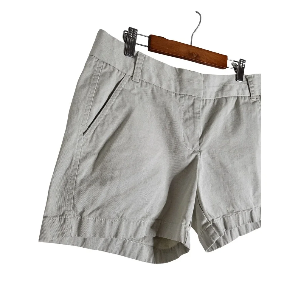 J.Crew Chino Shorts Sz 6 Light Khaki Tan 100% Cotton Twill Flat Front Classic